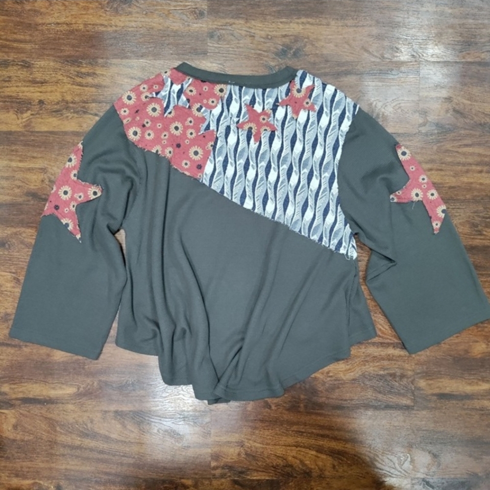 Pol Patchwork Waffle Knit Star Top - image 4